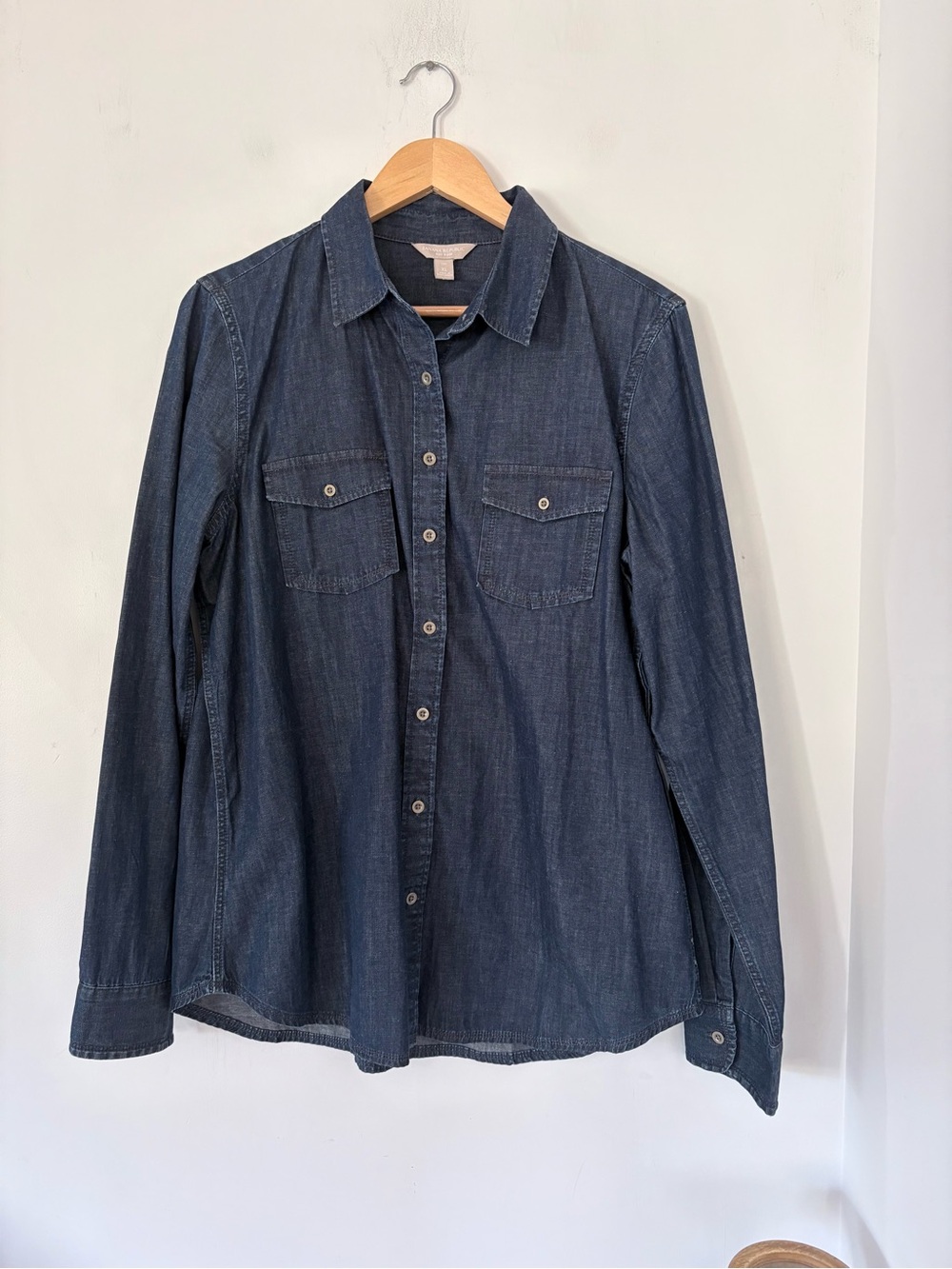 BANANA REPUBLIC XL TALL Blue Denim Collared LS Button-Up Shirt Solid Casual EUC